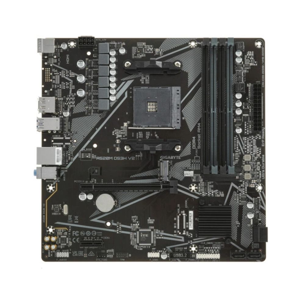 Купить Матплата Gigabyte A520M DS3H V2, AM4, mATX, 4DDR-4, 1xPCI-Ex16, 4SATA, 1xM.2, HDMI, DP, 12USB в Алматы