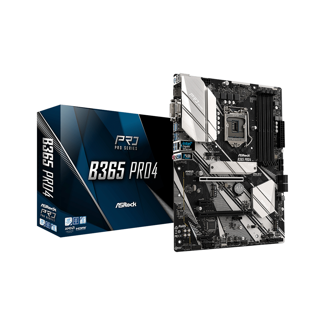 купить Материнская плата ASRock B365 PRO4, Socket 1151 (8-9 серии), 4xDDR4 (2666), 6xSATA3 RAID, 1xUltra M.2 (PCIe Gen3 x4), 1xUltra M.2 (PCIe Gen3 x4 & SATA3),  1xD-Sub, 1xHDMI, 1xDVI, 2xPCIe3.0x16, 2xPCIe3.0x1, 1xM.2 Key E for WiFi, AMD Quad CrossFireX™,  в Алматы