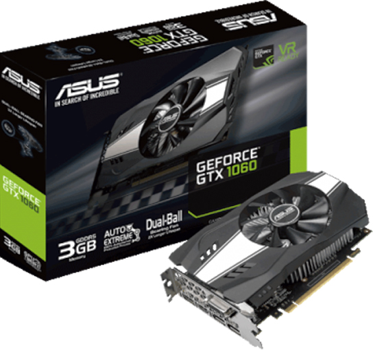 купить Видеокарта ASUS GeForce GTX1060 3GB 192bit GDDR5 2xHDMI 1xDVI-D 2xDisplay 1506MHz/8008MHz PH-GTX1060-3G                                                                                                                                                    в Алматы