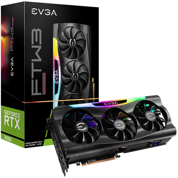 купить Видеокарта EVGA RTX 3080 FTW3 ULTRA 10GB 320bit GDDR6X HDMI 3xDP 10G-P5-3897-KL в Алматы
