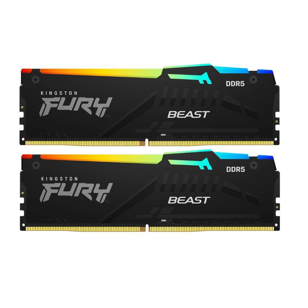 Купить Оперативная память  32GB Kit (2x16) DDR5 5200MHz Kingston FURY Beast Black RGB XMP CL40 KF552C40BBAK2-32 в Алматы