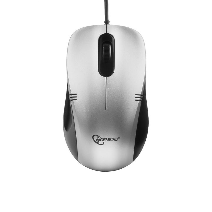 купить Мышь Gembird MOP-100-S, USB, серебристый, 2 кнопки+колесо кнопка, 1000 DPI, кабель 1.45-1.5м в Алматы