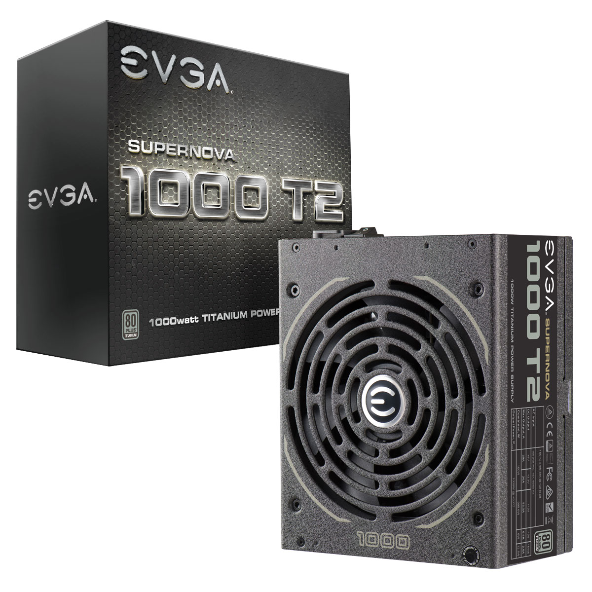 купить Блок питания ATX 1000W EVGA SuperNOVA 1000 T2, Active PFC, вент. 13.5 см, 80+ TITANIUM Fully modular 220-T2-1000-X2 в Алматы