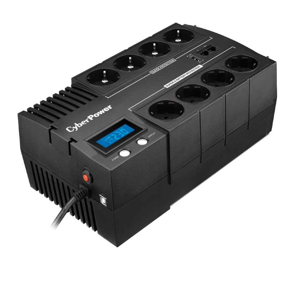 купить Line-Interactive ИБП, CyberPower BR1200ELCD, выходная мощность 1200VA/720W, LCD, AVR, RJ11/RJ45, USB, 8 выходных разъемов типа Schuko CEE 7/4, порт USB для зарядки, PowerPanel® Personal Edition                                                          в Алматы