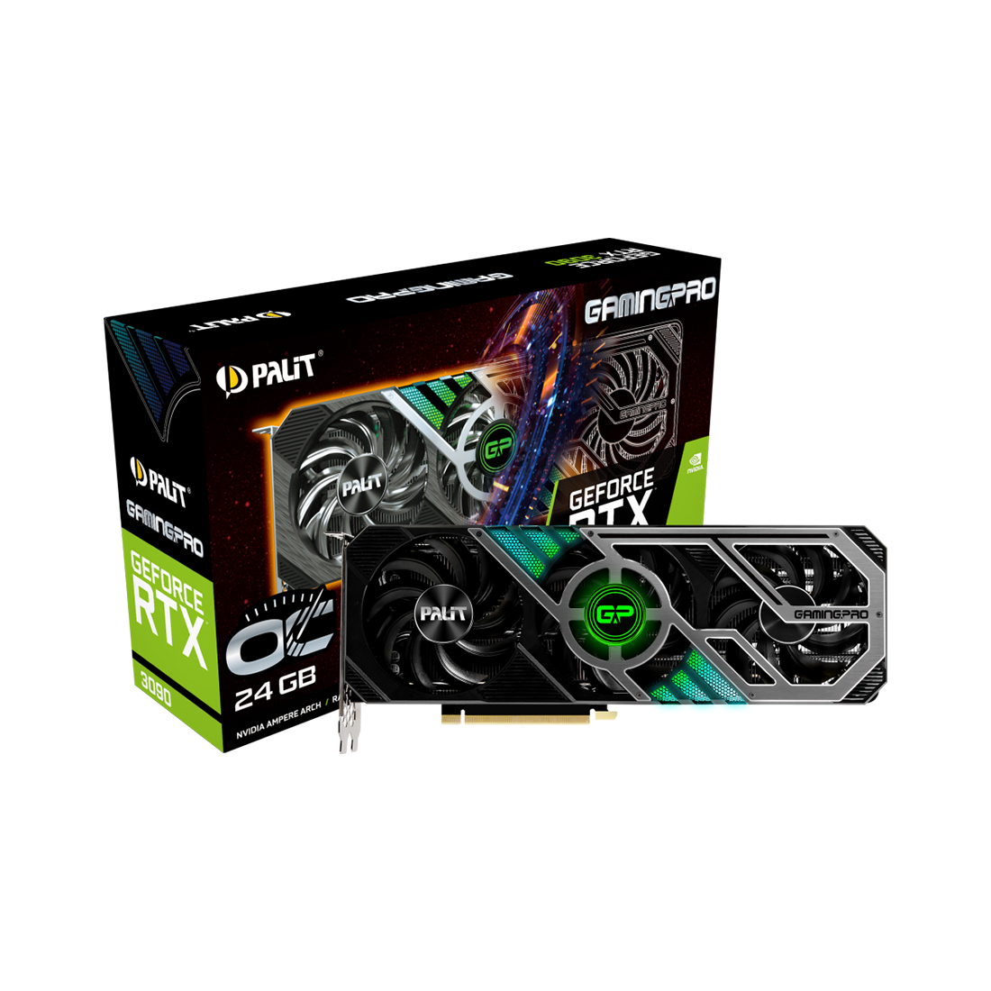 купить Видеокарта, PALIT, RTX3090 GAMINGPRO OC 24G (4710562242027), (NED3090S19SB-132BA), GDDR6X, 384bit, 3-DP, HDMI, Цветная коробка в Алматы