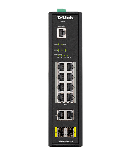 купить D-Link DIS-200G-12PS Упр-мый комм-ор 2 уровня  10 портов 10/100/1000 из них 8PoE + 2 порта SFP в Алматы
