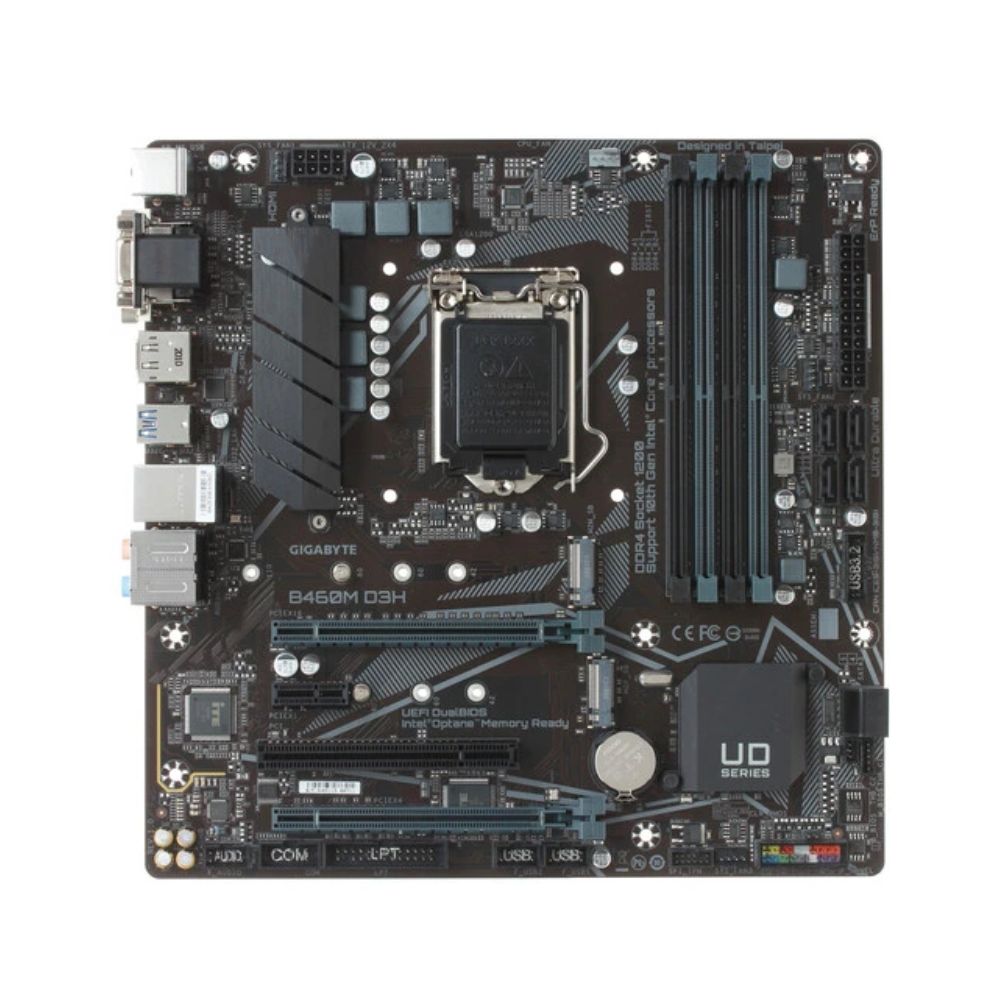 купить Материнская плата, Gigabyte, B460M D3H (4719331808860), LGA1200, iB460, 4xDDR4 2666, 6xSATA3, 2xM.2, RAID, 1xD-Sub, 1xDVI-D, 1xHDMI, 1хDP, 2xPCI-Ex16, 1xPCI-Ex1, 1хPCI, mATX в Алматы