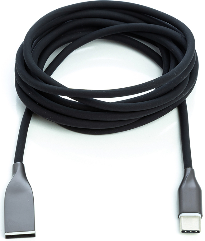 купить Кабель PowerPlant USB - Type-C, 2м, силикон, черный в Алматы