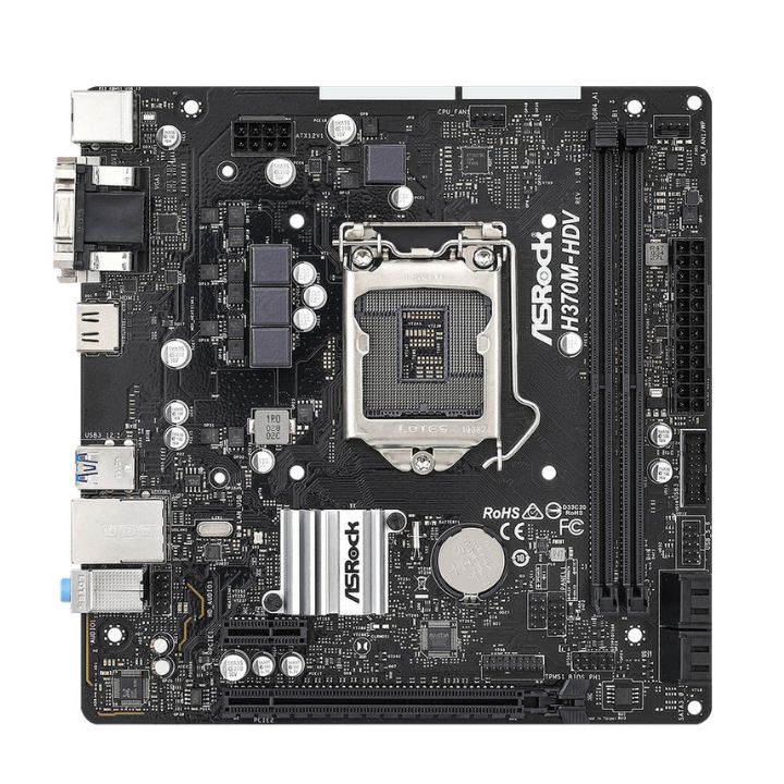 купить Материнская плата ASRock H370M-HDV iH370 LGA1151 2xDDR4 4xSATA3 1xUM.2 D-Sub DVI HDMI mATX в Алматы