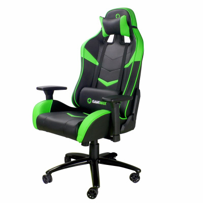 купить Игровое кресло GameMax GCR08 GREEN/BLACK < с наполнителем, угол наклона 180, нагрузка 150кг> в Алматы
