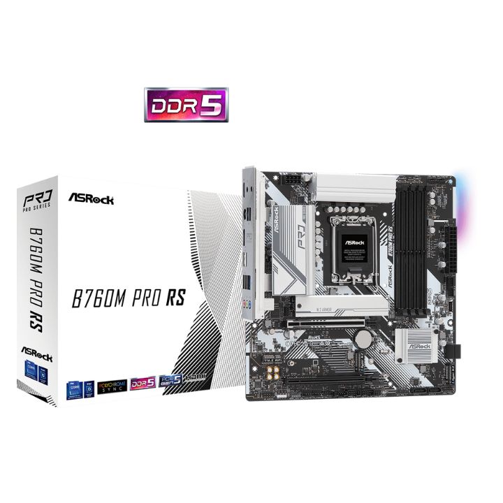 купить Материнская плата ASRock B760M PRO RS LGA1700 4xDDR5 4xSATA RAID 2xM.2 HDMI DP mATX в Алматы