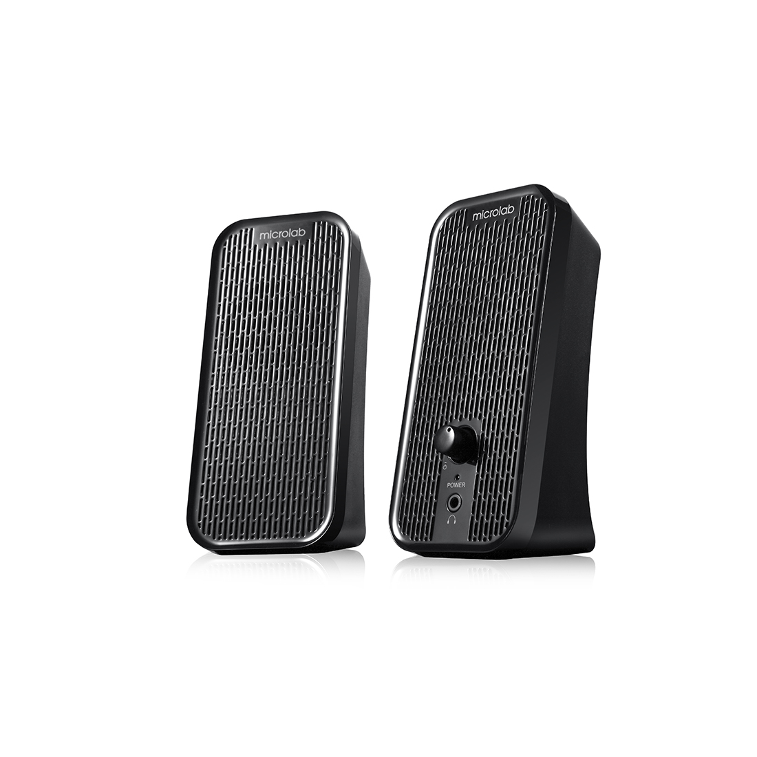 купить Колонки, Microlab, B55(13), 2.0, 4Вт (2Вт*2), USB (питание), Диапазон частот 80-18кГц, 3,5 MiniJack, Размер 85*198*45 мм., Чёрный в Алматы