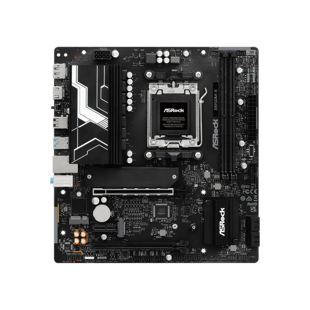 купить Материнская плата ASRock B850M-X AM5 2xDDR5 4xSATA 3xM.2 13xUSB 1xHDMI 1xDP mATX в Алматы