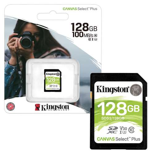 купить Карта памяти SD, Kingston Canvas Select Plus, 128GB, SDS2/128GB, UHS-I, R100, V30 в Алматы