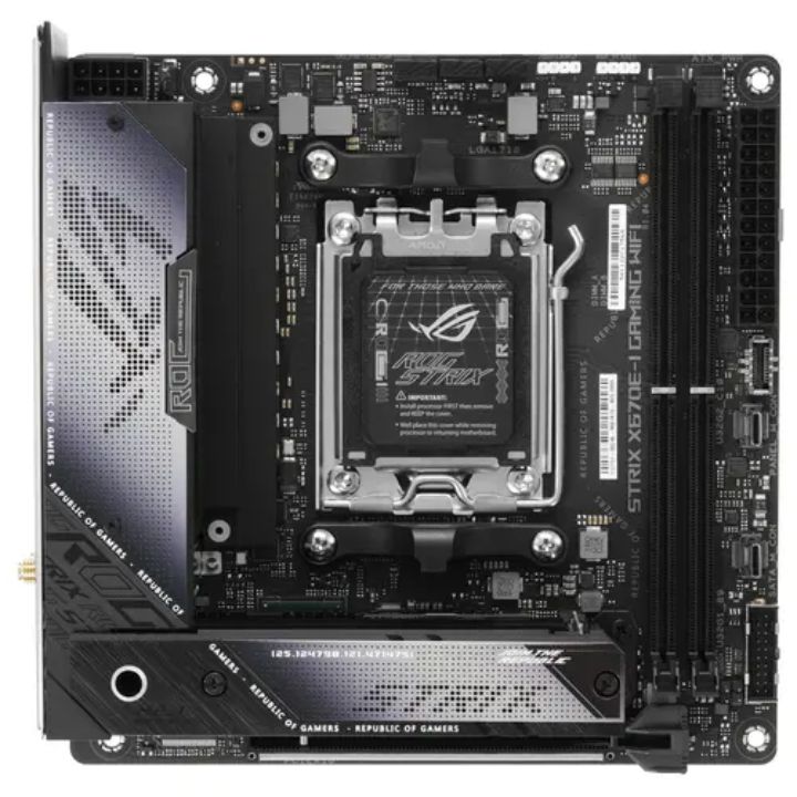 купить Материнская плата ASUS ROG STRIX X670E-I GAMING WIFI AM5 2xDDR5 2xSATA RAID 2xM.2 HDMI Type-C mATX в Алматы