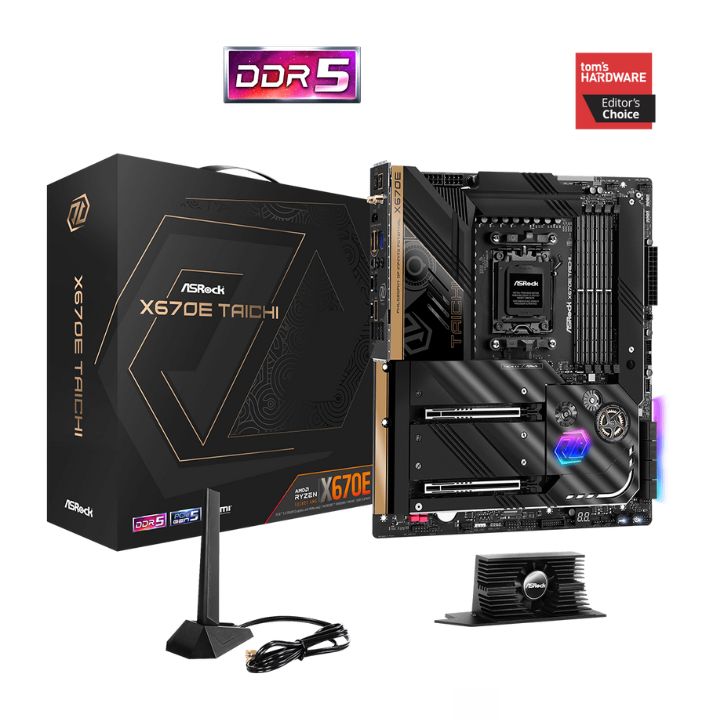 купить Материнская плата ASRock X670E TAICHI AM5 4xDDR5 8xSATA3 4xM.2 HDMI USB4 Type-C EATX в Алматы