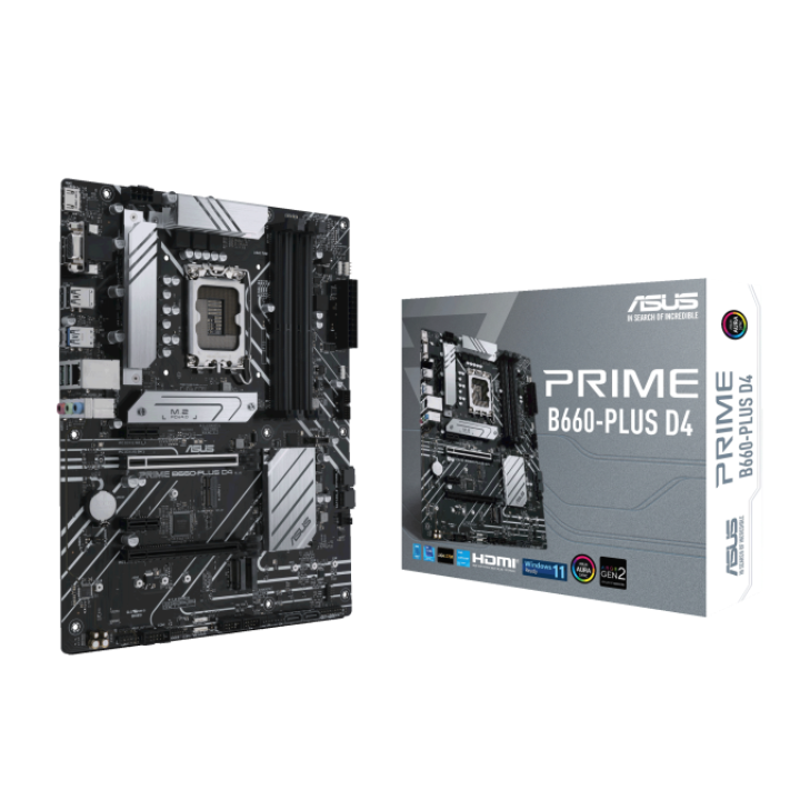 купить Сист. плата ASUS PRIME B660-PLUS D4, B660, 1700, 4xDIMM DDR4, 2xPCI-E x16, M.2, 4xSATA, HDMI, DP,2,5Gb Ethernet,BOX в Алматы