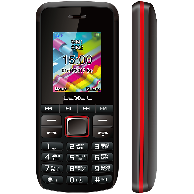 купить Мобильный телефон Texet TM-203 черно-красный в Алматы