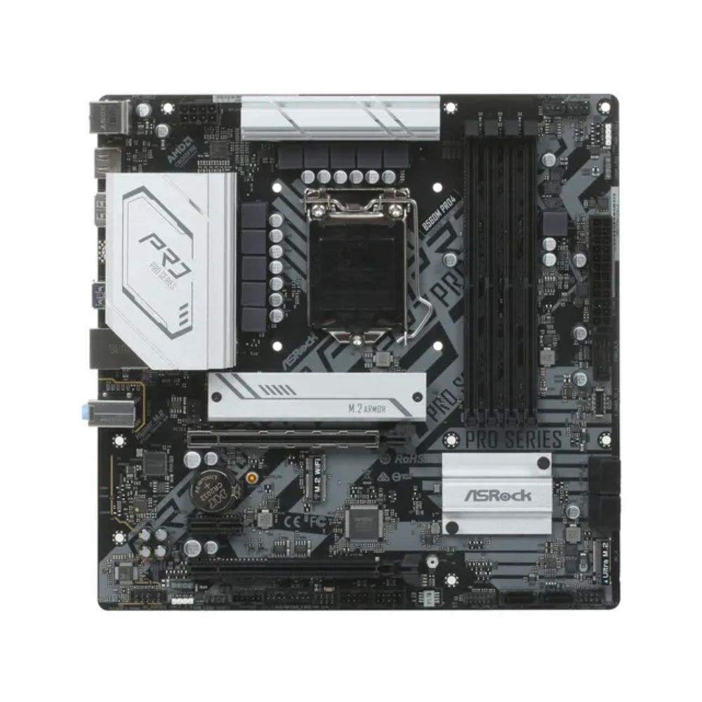 купить Материнская плата ASRock B560M PRO4 LGA1200 4xDDR4 6xSATA RAID UM.2 M.2 HDMI DP mATX в Алматы