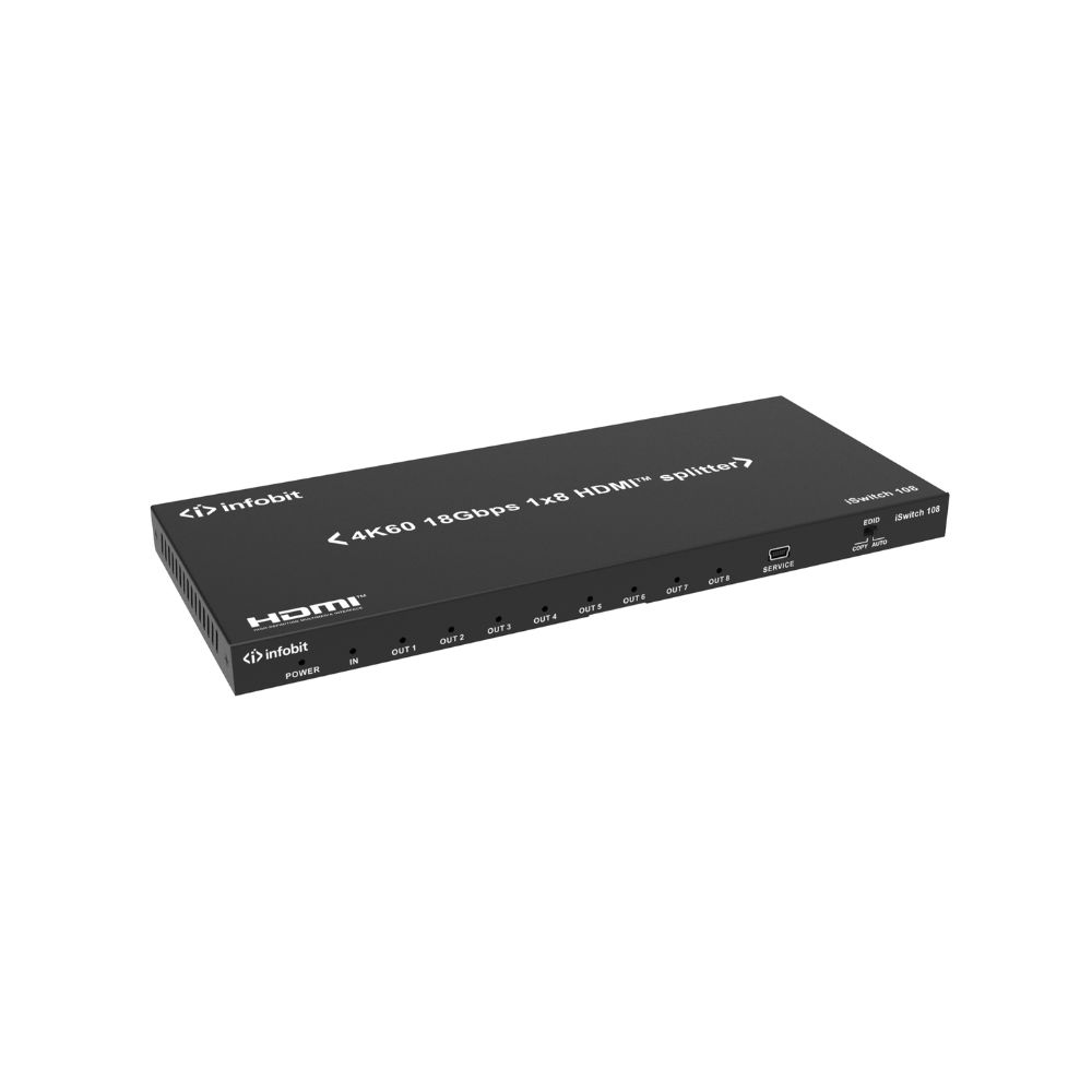 купить Сплиттер Infobit iSwitch 108 4K60 18Gbps 1x8 HDMI splitter, smart EDID в Алматы