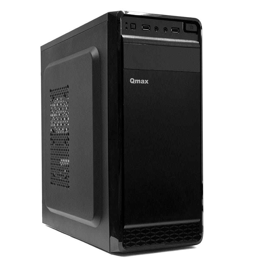 купить CASE Qmax КB13В ATX MidiTower, 2,5* x 2, 3,5*x 4,  5,25* x 1 , Expansion Slots x 7, USB x 2, 40 х 17,3 х 41 см, Steel 0,4mm, ATX/Micro-ATX/Mini-ITX, black, PC 400W (20+4pin, 4pin, 2xSATA, 2xIDE) в Алматы