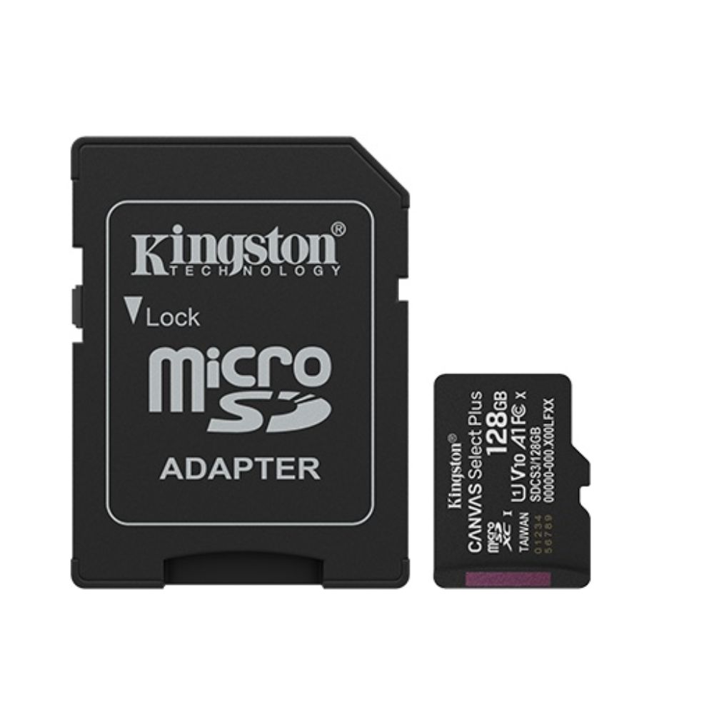 Купить Карта памяти Micro SDXC 128GB Kingston Canvas Select Plus, Class 10 UHS-I U1 V10 A1, 150 Мб, адаптер SDCS3/128GB в Алматы