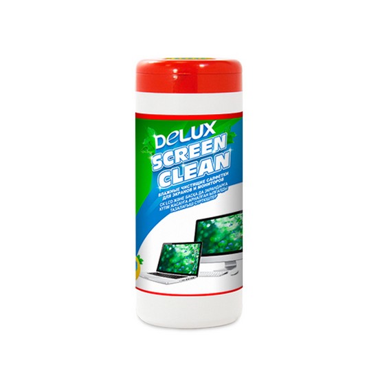 купить Чистящие салфетки, Delux, Screen Clean 100, Для экранов и мониторов 100 шт, Большая туба, Удаление пыли и загрязнений, Дезинфицируют поверхность ЖК экранов, Не вызывают аллергии в Алматы