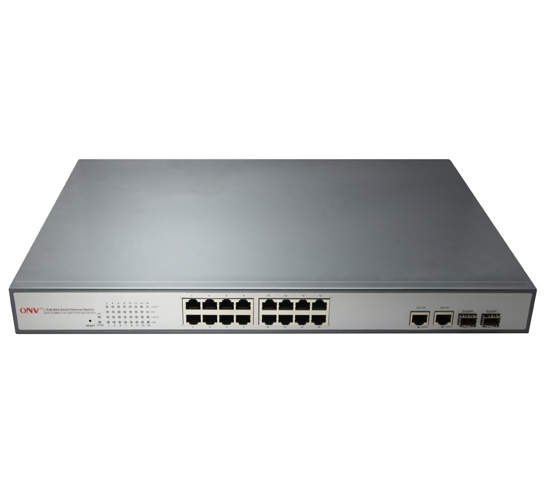 купить Коммутатор PoE управляемый 16-портовый ONV POE31016PFM <16 портов 10/100Mbps PoE 802.3af (max 15.4W на порт), 2 порта Gigabit TP Combo, 2 порта Gigabit SFP, бюджет мощности PoE 250W> в Алматы