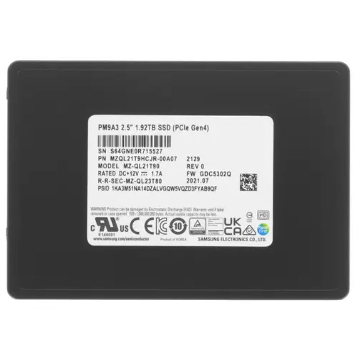 купить Твердотельный накопитель 1.92TB Samsung PM9A3 2.5" SATA R6800Mb/s W2700MB/s MZQL21T9HCJR-00A07 в Алматы