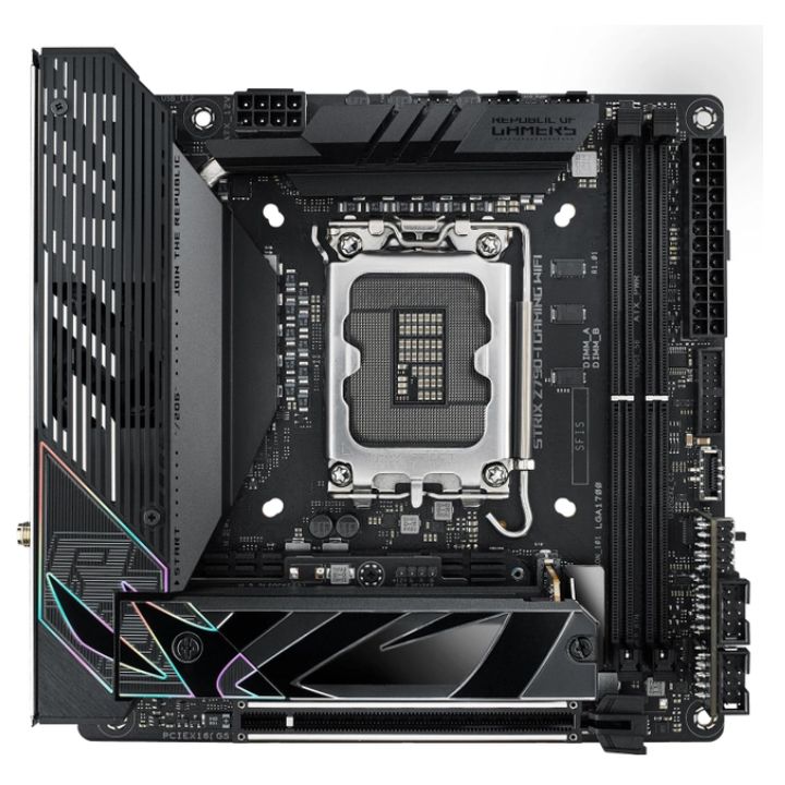 купить Материнcкая плата ASUS ROG STRIX Z790-I GAMING WIFI s1700 Z790 2xDDR5 M.2 HDMI-Thunderbolt Wi-Fi BT  в Алматы
