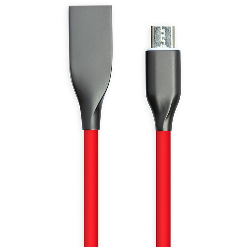 купить Кабель PowerPlant USB - microUSB, 2м, силикон, красный в Алматы
