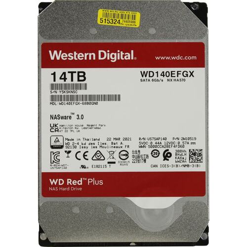 купить Жесткий диск для NAS систем HDD 14Tb Western Digital RED Plus SATA6Gb/s 3.5* 512Mb 7200rpm WD140EFGX в Алматы