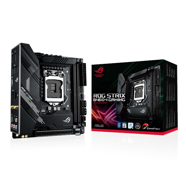 купить Материнская плата ASUS ROG STRIX B460-I GAMING LGA1200 2xDDR4 4xSATA3 2xM.2 HDMI DP m-ITX в Алматы