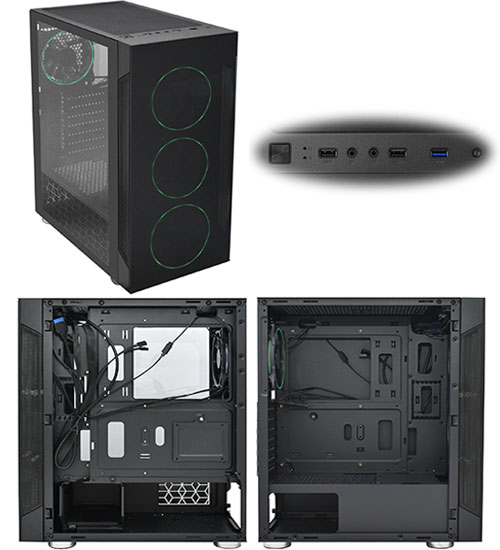 купить Компьютерный корпус APEX-Y06 RGB, tempered glass, black, 4 case FANs, MATX midi tower (w/o PSU) в Алматы