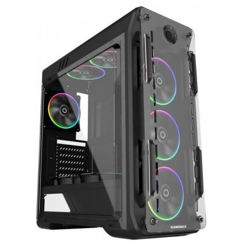 купить Корпус ПК без БП GameMax Optical (G510)  Black <ATX, 4x120mm RGB, USB3.0x1, USB2.0x2, 440x205x470mm> в Алматы