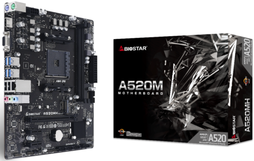 купить Материнская плата AM4 Biostar A520MH <mATX, 2xDDR4, VGA, HDMI, M2, USB2.0*6, USB3.2*6> в Алматы