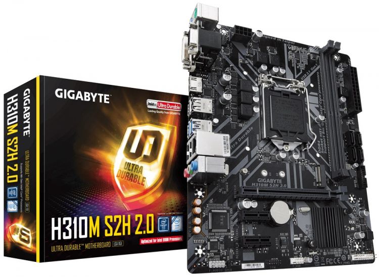 купить Материнская плата GIGABYTE GA-H310M-S2H 2.0 LGA1151 H310 PCI-E Dsub+DVI+HDMI GbLAN SATA MicroATX 2D в Алматы