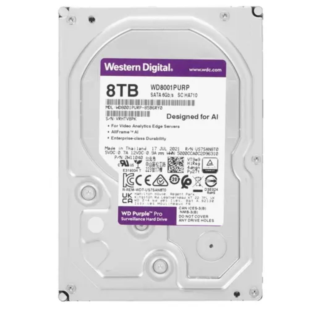 купить Жесткий диск для видеонаблюдения HDD 8Tb Western Digital Purple Pro SATA 6Gb/s 256Mb 7200rpm 3,5* WD8001PURP в Алматы