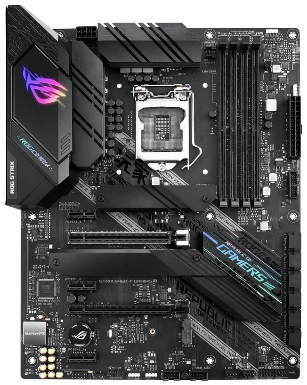 купить Сист. плата ASUS ROG STRIX B460-F GAMING, B460, 1200, 4xDIMM DDR4, 2xPCI-E x16, 2xM.2, 6xSATA, DP, HDMI, ATX  в Алматы