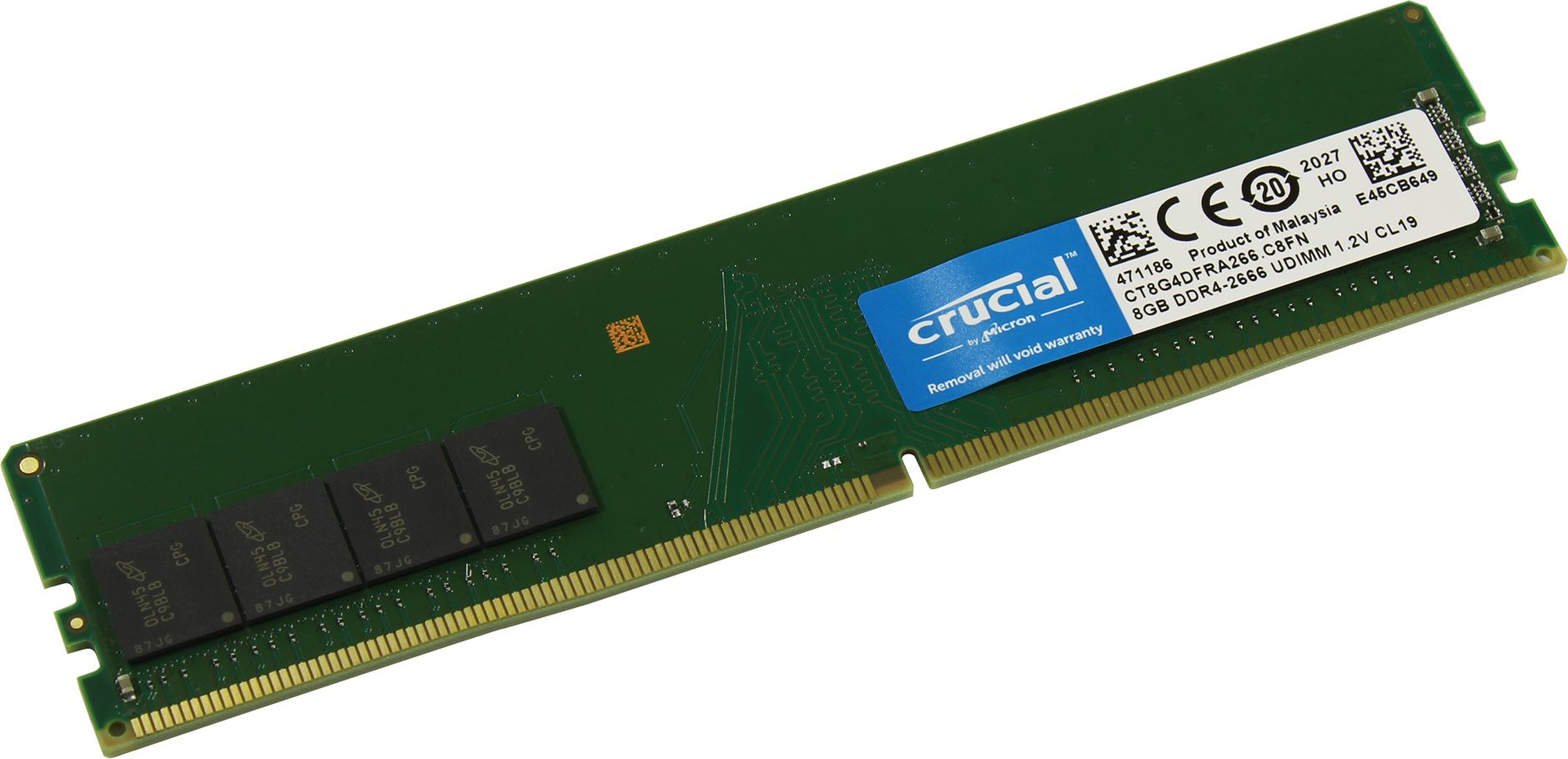 купить Модуль памяти Crucial, CT8G4DFRA266, DDR4, 8 GB, DIMM <PC4-21300/2666MHz> CL19, 8 chip, box в Алматы