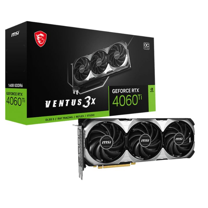 купить Видеокарта MSI GeForce RTX 4060 TI VENTUS 3X 16G OC, 16G GDDR6 128-bit HDMI 3xDP в Алматы