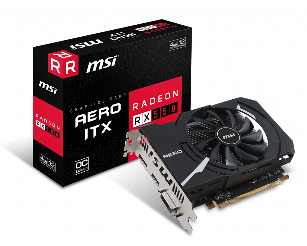 купить Видеокарта MSI Radeon RX 550, 4GB GDDR5 128-bit DVI HDMI DP RX 550 AERO ITX 4G OC в Алматы