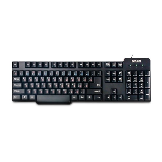 купить Клавиатура, Delux, DLK-8050UB, USB, Кол-во стандартных клавиш 104, Размер: 440,8*210,2*31 мм., Длина кабеля 1,4 метра, Дизайн от DELL, Анг/Рус/Каз, Чёрный в Алматы