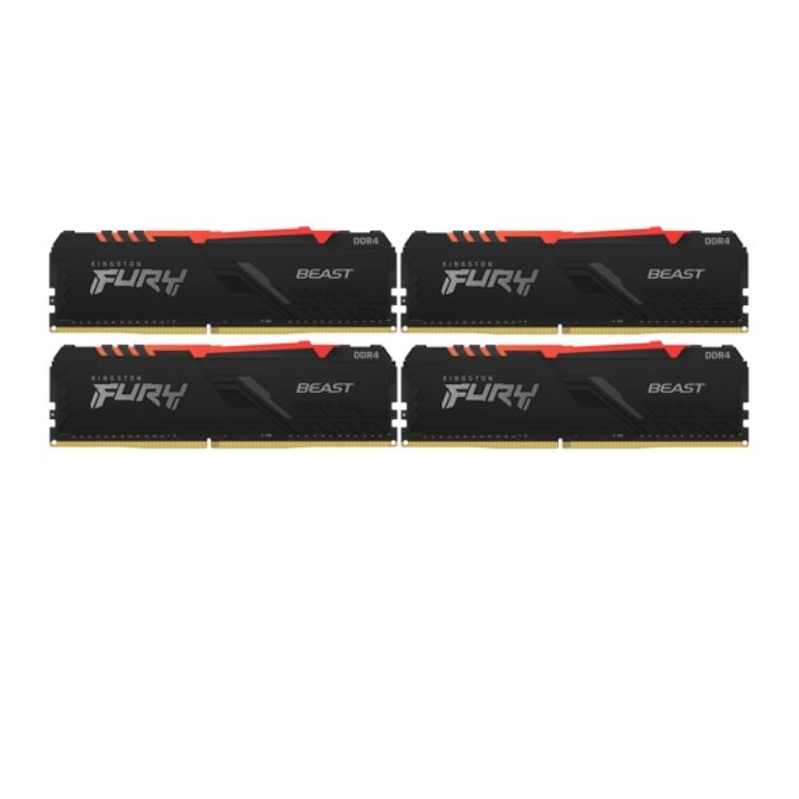 купить KINGSTON DRAM 64GB 3200MHz DDR4 CL16 DIMM (Kit of 4) FURY Beast RGB Black EAN: 740617319385 в Алматы