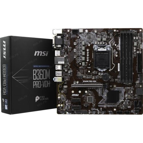 купить Материнская плата MSI B360M PRO-VDH LGA1151 iB360 4xDDR4 6xSATA3 1xM.2 VGA DVI HDMI mATX в Алматы