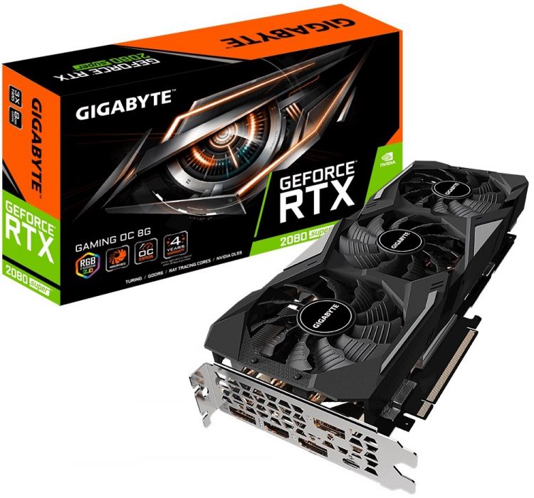 купить Gigabyte, RTX2080 SUPER GAMING OC 8G, GDDR6, 256bit, USB-C, HDMI, 3-DP, Windforce 3X Fan в Алматы
