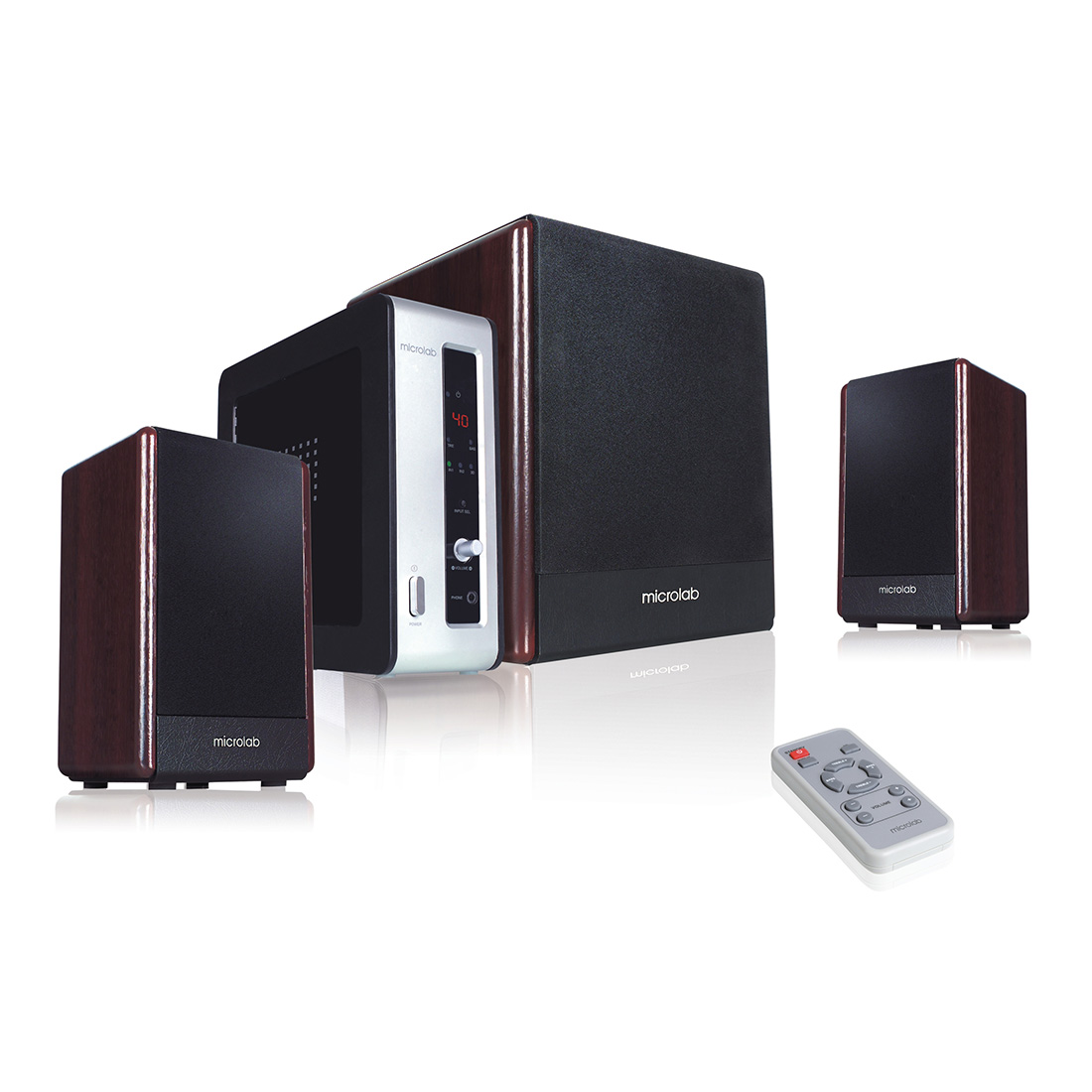 купить Акустическая система, Microlab, FC530, 2.1, 54Вт (15Вт*2 24Вт), Выход 3RCA, Вход 2RCA, Дополнительный выход 3,5 MiniJack, Технология *X-Bass*, Тёмное дерево в Алматы