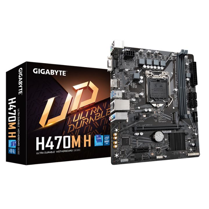 купить Материнская плата GIGABYTE H470M H, LGA1200, H470,  DSUB+HDMI, GbLAN, 4xSATA, 2DDR4, M.2, MATX в Алматы