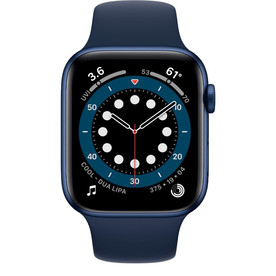 купить Apple Watch Series 6 GPS, 44mm Blue Aluminium Case with Deep Navy Sport Band - Regular, Model A2292 в Алматы