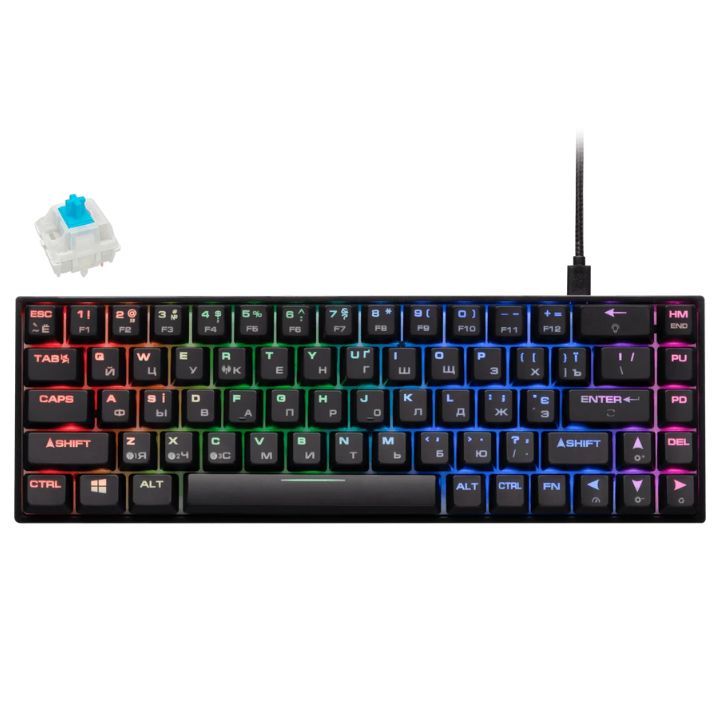 купить Клавиатура игровая 2E GAMING KG380 RGB 68key Gateron Blue Switch BT/USB Black в Алматы